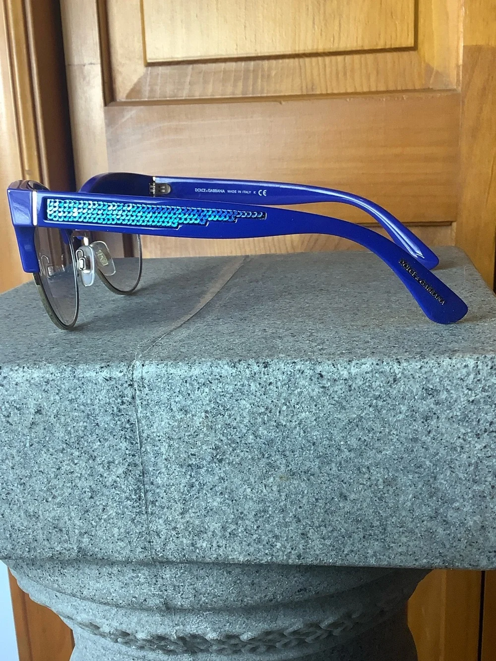 Blue Cat-Eye Sunglasses with Rhinestone Accent - Women Accessories